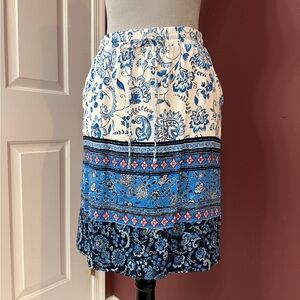 Loft XS Floral Blue and White Women's Skirt